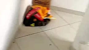 Skinny redhead stepsis caught post-shower gets ass fucked to cum drip