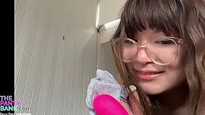 Super Cute Chubby Asian Creams Gamer Pussy on Huge Dildo!