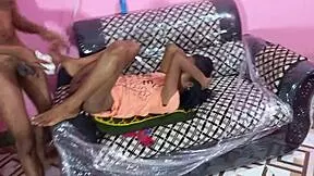 Village guys Hanif and Manik fuck gorgeous Bengali whore Popy Khatun deepthroat and creampie closeup