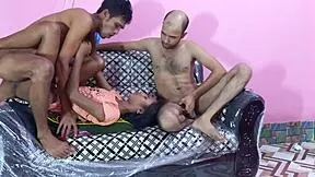 Village guys Hanif and Manik fuck gorgeous Bengali whore Popy Khatun deepthroat and creampie closeup