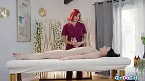 masseuse fingers petite milf ass for anal prep with wet cunilingus and girl on girl licking 😏🍑