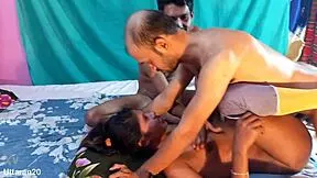 Desi girlfriend's ass takes boyfriend's friends in hardcore 3some creampie