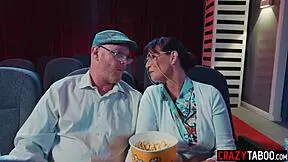 athena faris sneaks naughty cinema fuck with boyfriend's hard cock