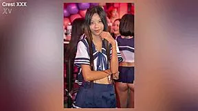 sexy asian gogo stripper dances rips clothes teases fat curvy bbw belly tits in hot pole striptease