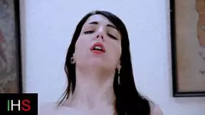 Sexy brunette in lingerie licks rims and fucks doggystyle cowgirl style