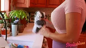 as a curious brunette teen i experiment licking scissoring 69 with my hot tattooed british blonde milf stepmom allure
