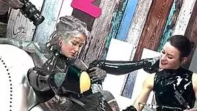 we dive behind the scenes shooting wild latex femdom clips with toys and tongue action