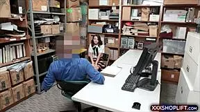 imagine this extra thin asian chick getting caught and handled by the mall officer on cctv