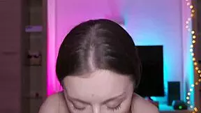 cute cheerleader slurps sloppy blowjob swallows cum mouthful