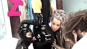 we dive behind the scenes shooting wild latex femdom clips with toys and tongue action