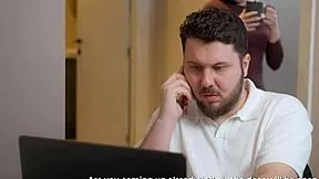 secretary marimoore deepthroats boss cock rough fucks while wife next door listens