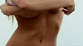 audrey allen slowly strips teasing her shaved pussy and perky natural tits