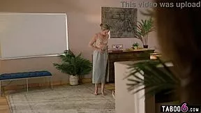 Chinese teen stepsis catches stepbro eyeing milf stepmom's curves