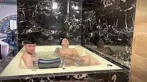 Sexy latina joins friend for hard jacuzzi fuck doggystyle cowgirl deepthroat
