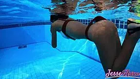 Petite asian skinny ass plugged gaping poolside outdoors