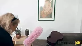 Cleaning lady seduces young porn lover