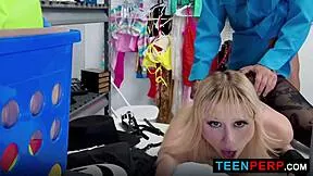 hey suspect you're caught now bend over in this office while i interrogate your tight teen hole