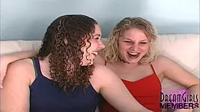 Hey girls, you nervous video virgins ready to strip nude on this college sofa casting?