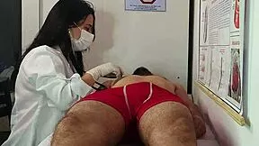 nurse watches patient's huge erection then rides brazilian cock dirty