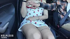 innocent virgin teen orgasms first time on daddy's car ride to school
