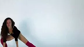 anna ocean stretches her flexible gymnast body showing off small tits and tight pussy in gym