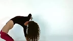 anna ocean stretches her flexible gymnast body showing off small tits and tight pussy in gym