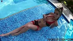 Skinny Helen Star Yessica Bunny Pool Wet Underwear Tease