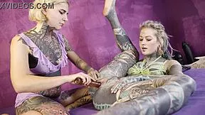 Anal Fuckmachine Destroys Cute Tattoo Girl's Asshole - Lesbian Squirt Explosion!