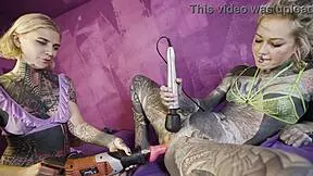 Anal Fuckmachine Destroys Cute Tattoo Girl's Asshole - Lesbian Squirt Explosion!