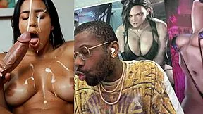 hey big breast goth slut lara croft teases pre-cumming cock then rides cowgirl cum covered