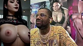 hey big breast goth slut lara croft teases pre-cumming cock then rides cowgirl cum covered
