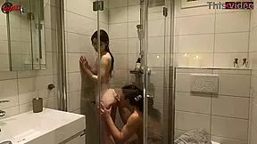 I sneaked into the bathroom while stepsis showered she begged me to soap her back then I fucked her hard - dollscult