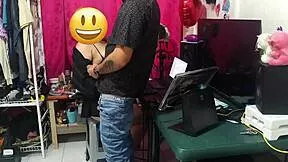 Boss seduces employee in full Spanish dialogue office romp with rough desk pounding and moans