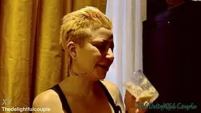 tattooed curvy ex-gf slurps cum coffee from my cock after bdsm domination play