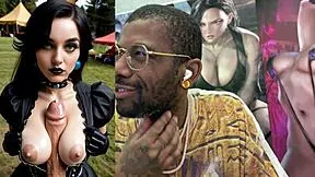 hey big breast goth slut lara croft teases pre-cumming cock then rides cowgirl cum covered
