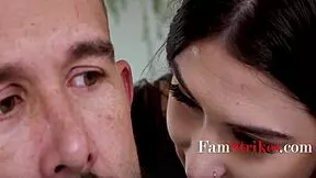 horny stepdaughter seduces father-in-law indoors