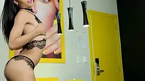 petite tranny gabrielly ferraz squirms as machine drills her tight asshole deep