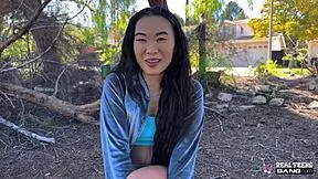 Kimmy Kimm, your bubble butt flashes then gets fingered fucked rough outdoors like crazy?