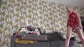 Big tits blonde raver teases cock in cfnm try on then gives softcore handjob casting