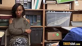 Clueless Petite Ebony Shoplifter Punished with Rough Doggystyle
