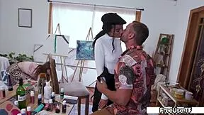 Ameena Green moans hard as Rion King pounds her ebony pussy doggystyle for cash