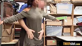 Clueless Petite Ebony Shoplifter Punished with Rough Doggystyle