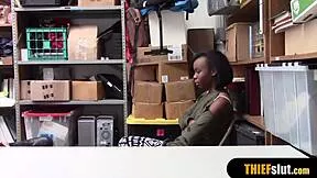 Clueless Petite Ebony Shoplifter Punished with Rough Doggystyle