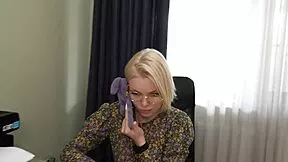 Secretary Fucked Bent Over By Colleague While Chatting With Husband On Phone