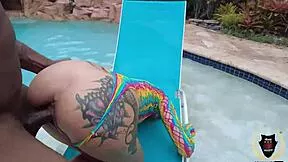 Sisi Pesos Petite Brunette Bent Over Doggystyle Creampied by Rome Major's Big Black Cock in Hotel