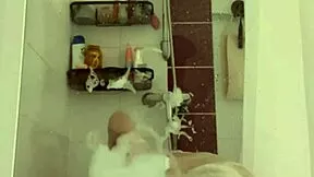 cute teen 18+ soaks her tight shaved pussy and pierced nipples in steamy shower play