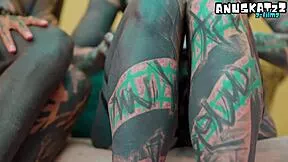 damn these 2 alt sluts go wild anal with huge alien dildos and ass to mouth