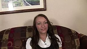 a mature guy pounds his 19-year-old girlfriend's shaved pussy and asshole then licks her small tits before cumming on her tight fishnet-covered ass