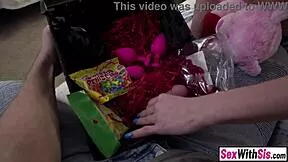 stepbro sneaks in with his throbbing cock for the teen stepsisters' valentine taboo threesome