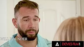 cute blonde babysitter gets roughly banged doggystyle by boss